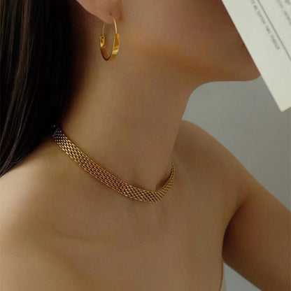 Collar Tejido Dorado Acero Inoxidable 2J8