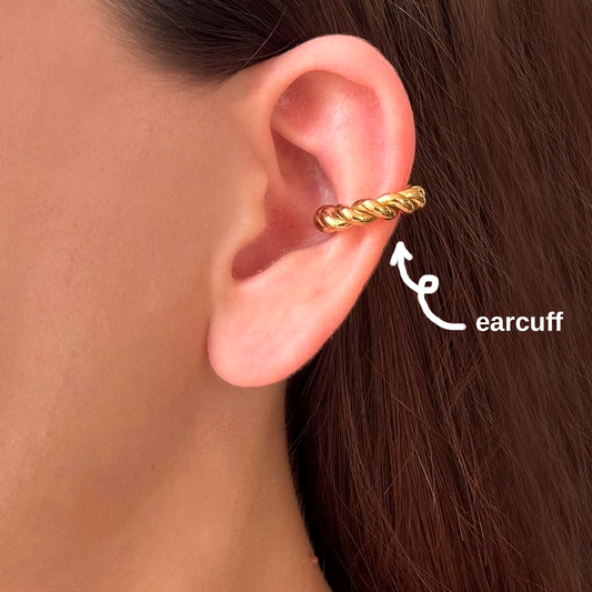 Earcuff Dorado Enlazado Acero Inoxidable