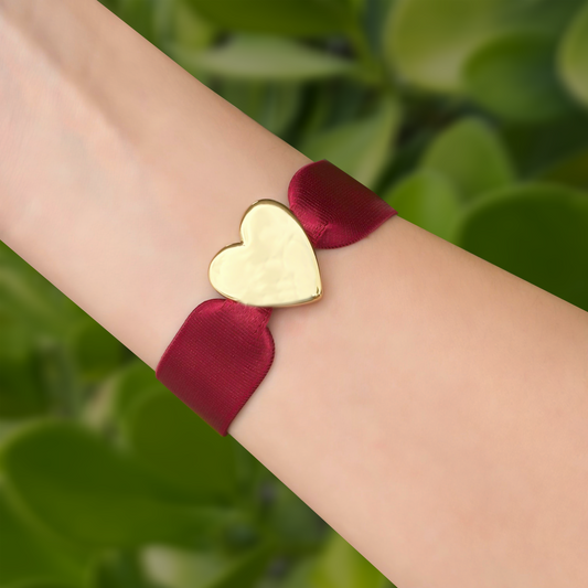 Pulsera Liston Elástico Rojo Gran Corazón  1X6