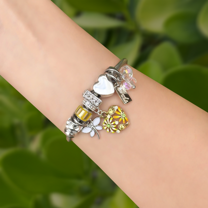 Pulsera Plateada de Charms Acero Inoxidable 1A1