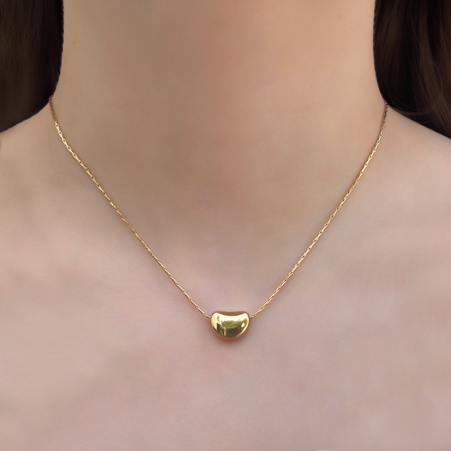 Collar Dorado Corazón Bol  Acero Inoxidable 1E5