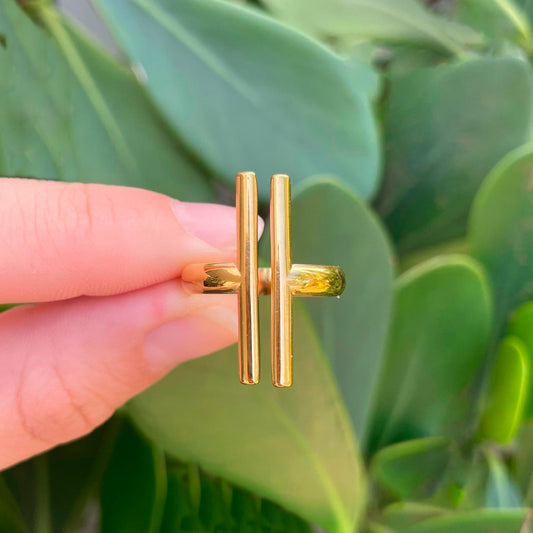 Anillo Dorado Paralelas Acero Inoxidable Ajustable 1P2