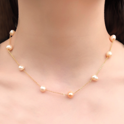 Collar Perlas Rose Chapa de Oro   2F1