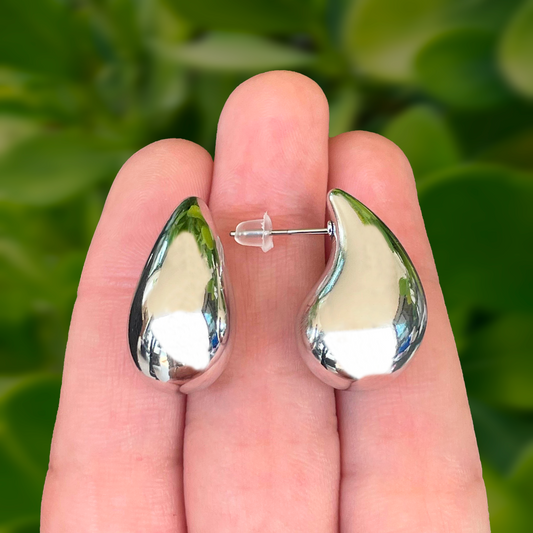 Aretes Gota Plateados 2.3cm