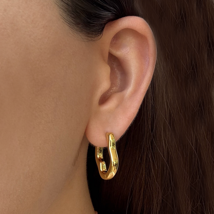 Aretes Arracada Dorada Irregular Chapa de Oro