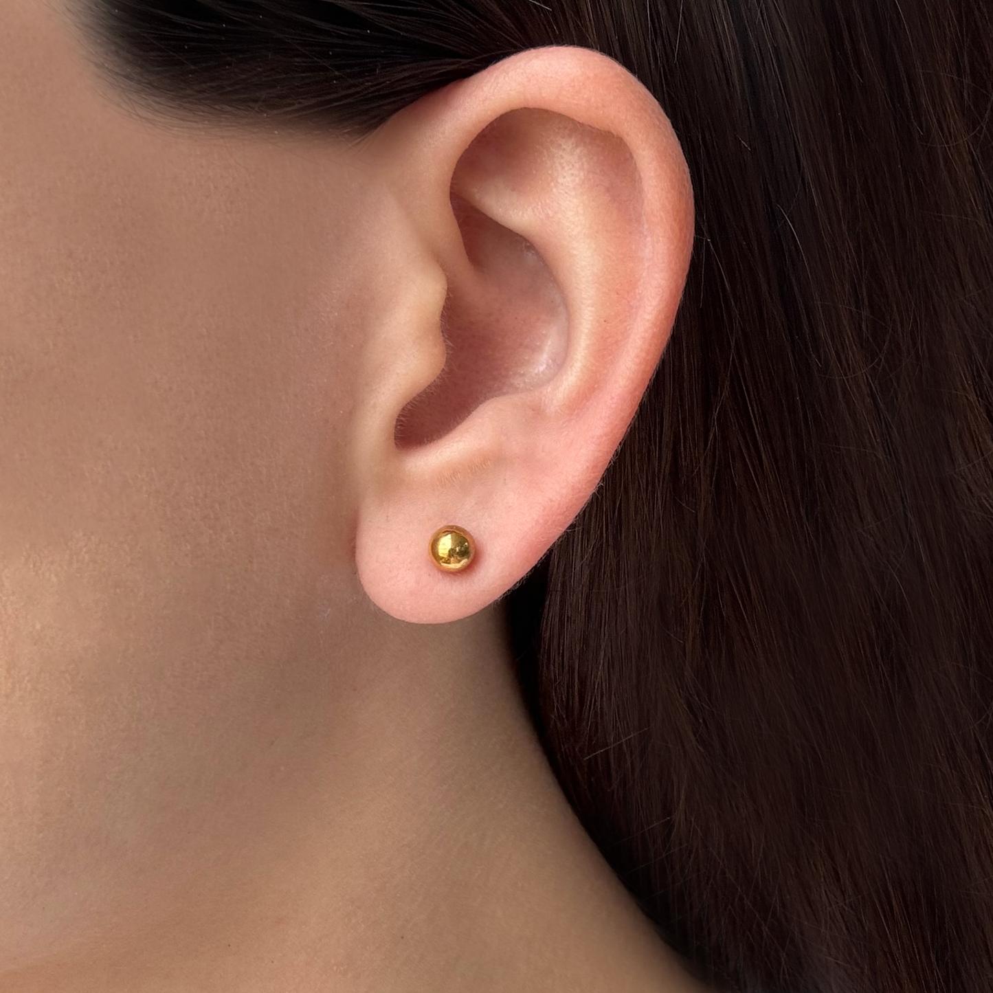 Aretes Dorados 2 Vistas Bolita y Zirconia Acero Titanio 1H2