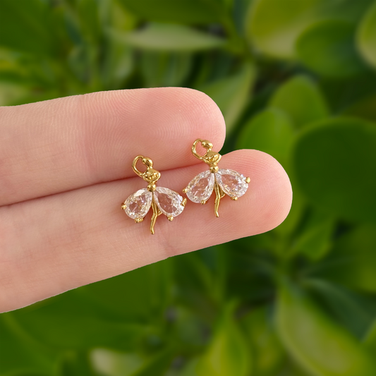 Aretes Dorados de Bailarina con Zirconias Chapa de Oro Az389
