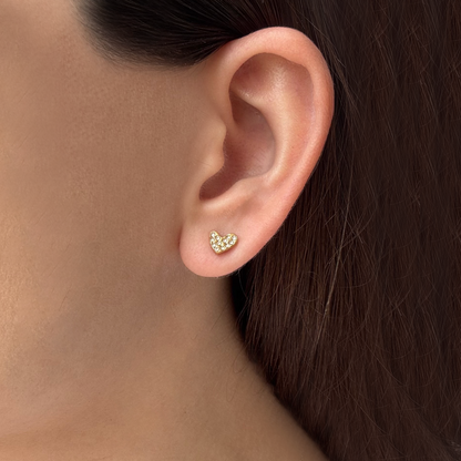 Aretes Dorados 2 Vistas Corazón y Zirconia Acero Titanio 1P3