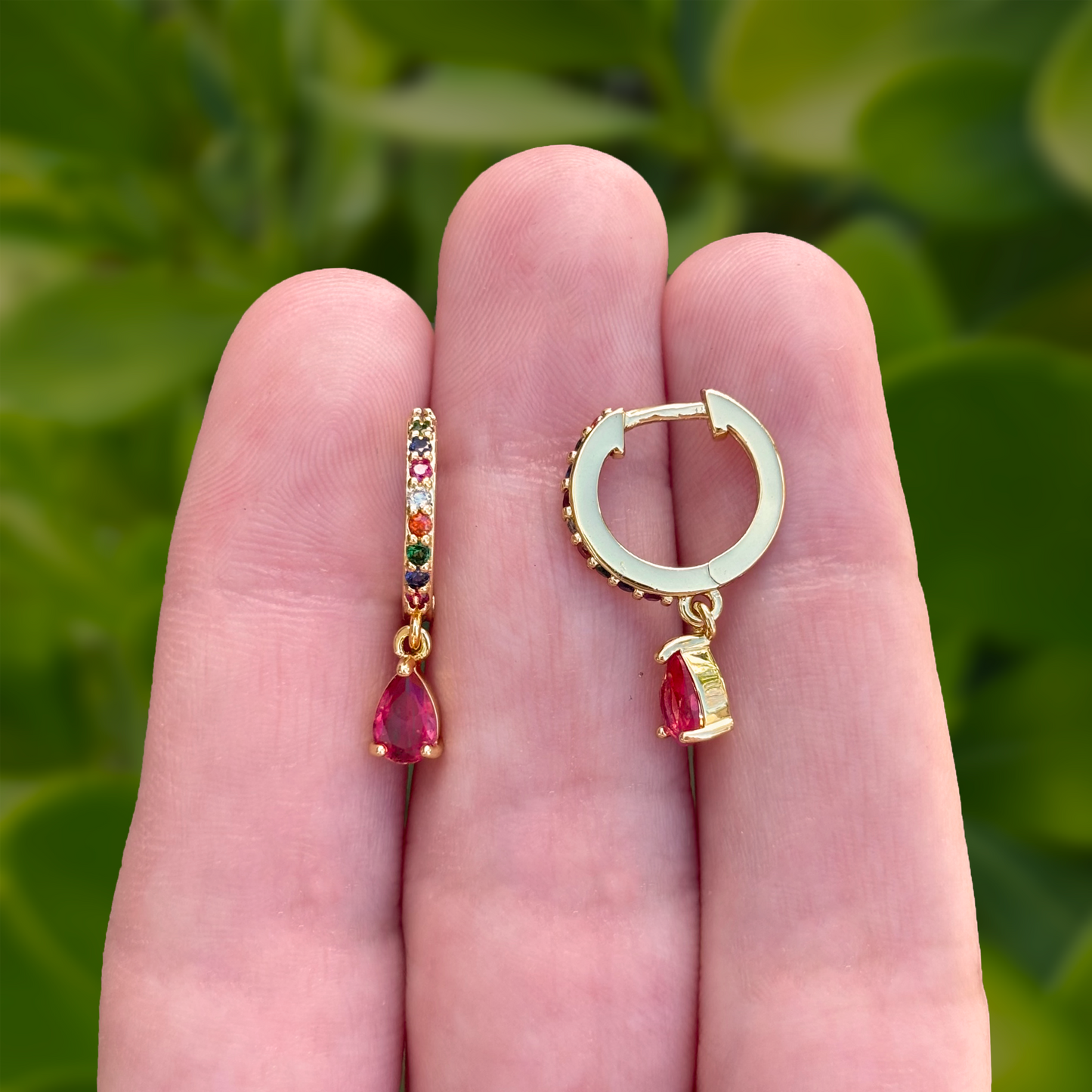 Aretes Dorados Arracada de Colores Chapa de Oro Az135