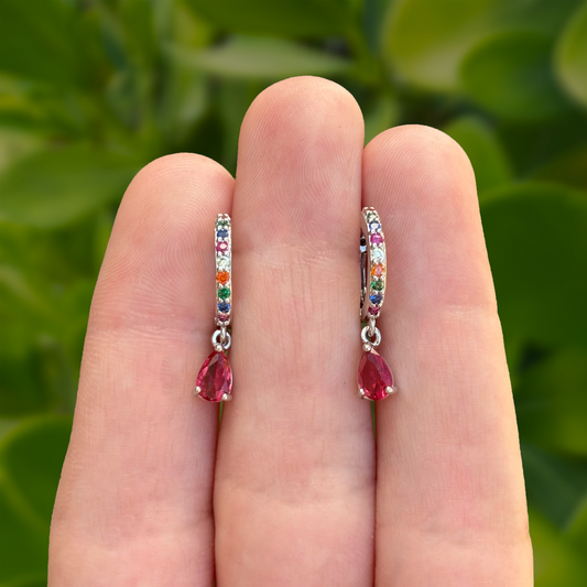 Aretes Plateados Arracada de Colores Chapa de Oro Az131