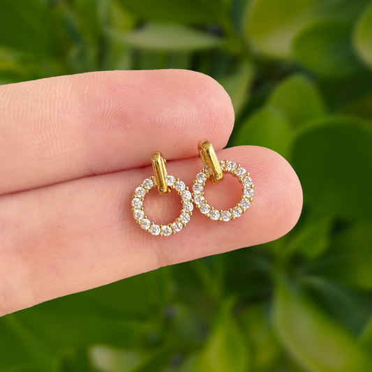 Aretes Dorados Aro con Zirconias Chapa de Oro Az20