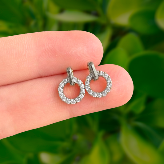 Aretes Plateados Aro con Zirconias Chapa de Oro Az138