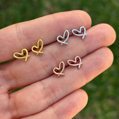 Aretes Dorados Corazon Chapa de Oro