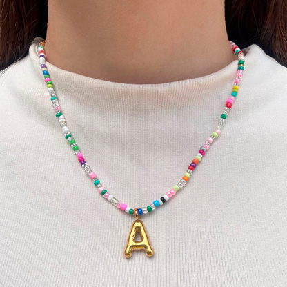 Collar Inicial Colores Acero Inoxidable