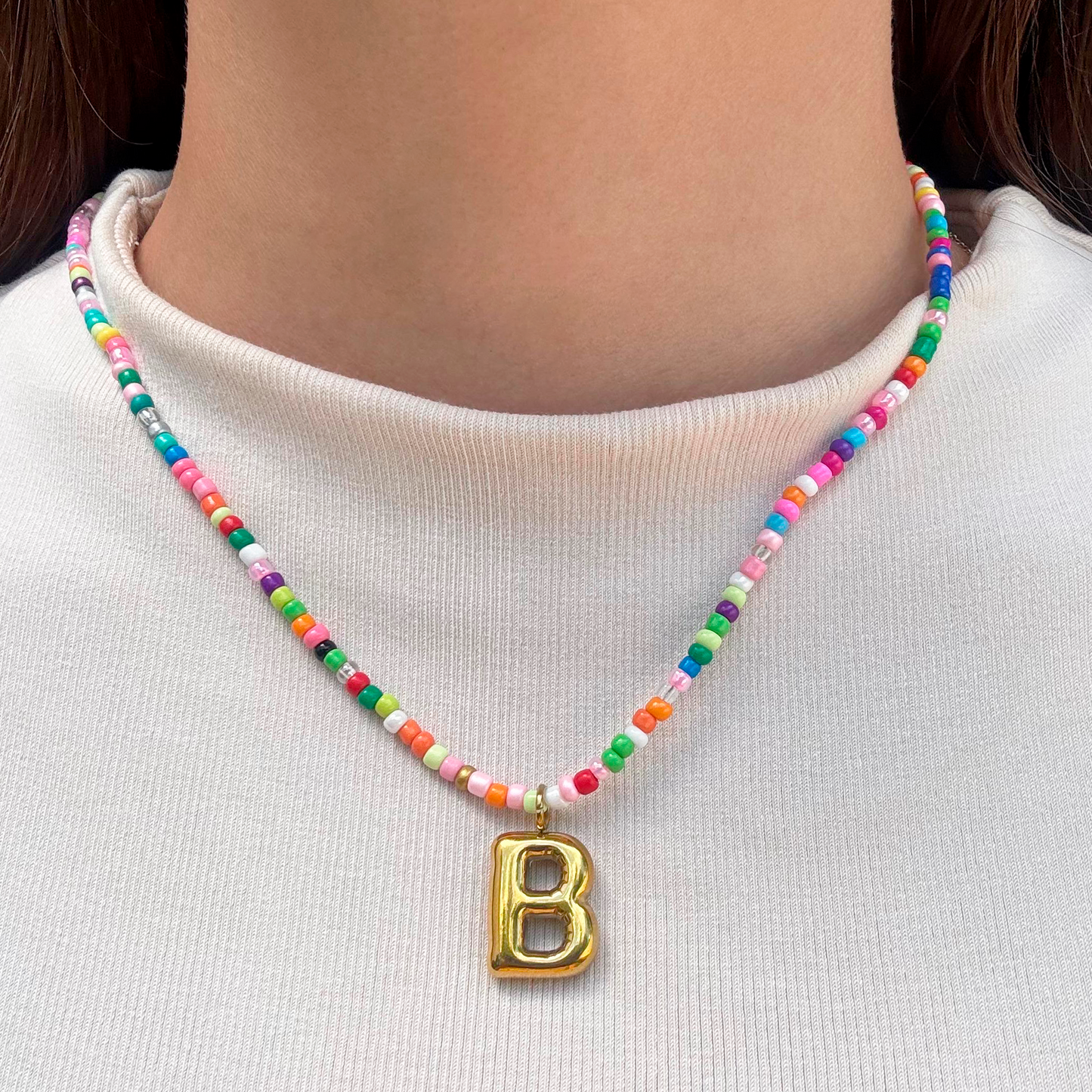 Collar Inicial Colores Acero Inoxidable
