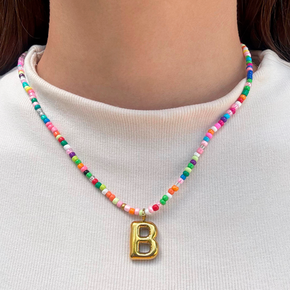 Collar Inicial Colores Acero Inoxidable