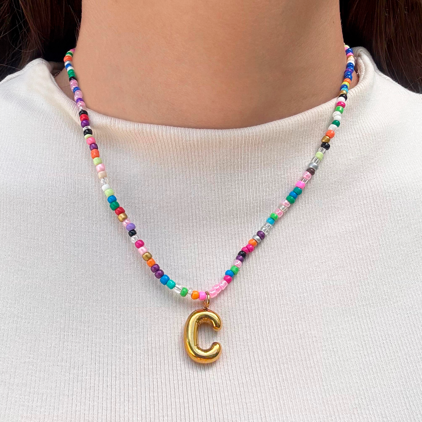 Collar Inicial Colores Acero Inoxidable