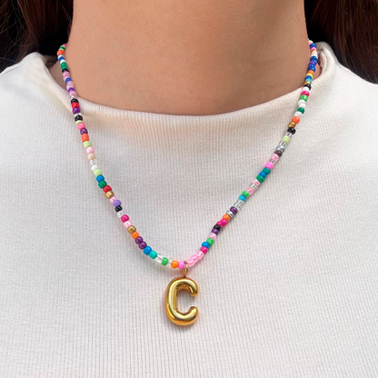 Collar Inicial Colores Acero Inoxidable