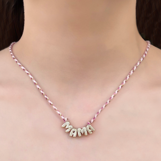 Collar  Mamá Cordón y Acero Inoxidable   3B3