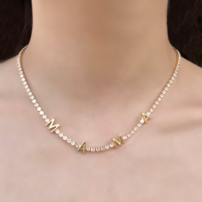 Collar Dorada Mamá Brillantes  1K8