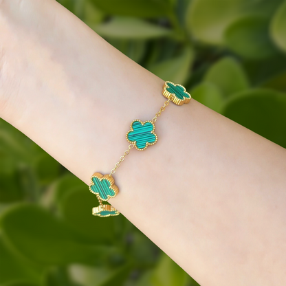 Pulsera Dorada Trebol Verde 2G1