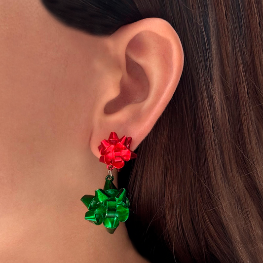 Aretes Doble Moño de Regalo 3j6