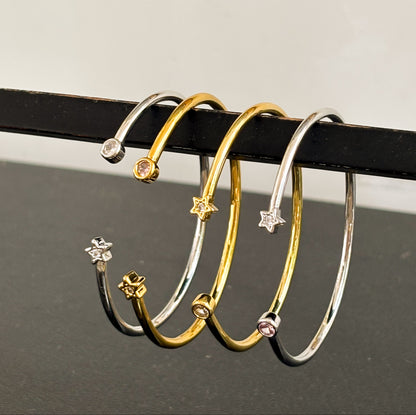 Pulsera Estrellas con Zirconias Ajustable Chapa de Oro