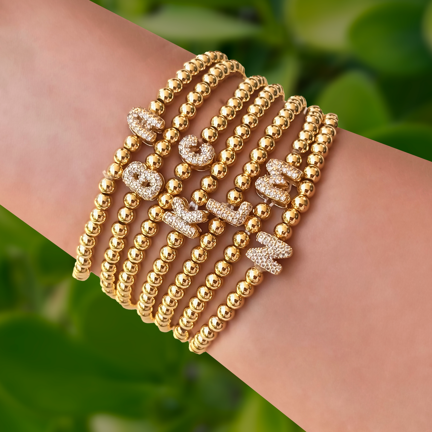 Pulsera Inicial Zirconias Chapa de Oro