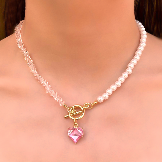Collar Blanco y Rosa Corazón 1v6
