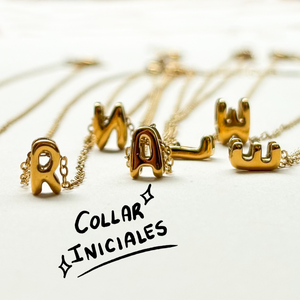 Collar Cadena  Inicial Globito Dorado