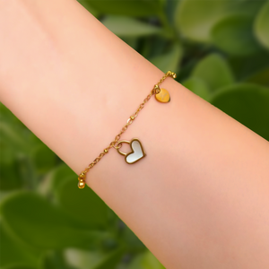 Pulsera Dorada Corazones Acero de Titanio