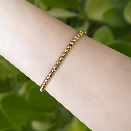 Pulsera Dorada Bolitas 4mm  Acero Inoxidable   1S1