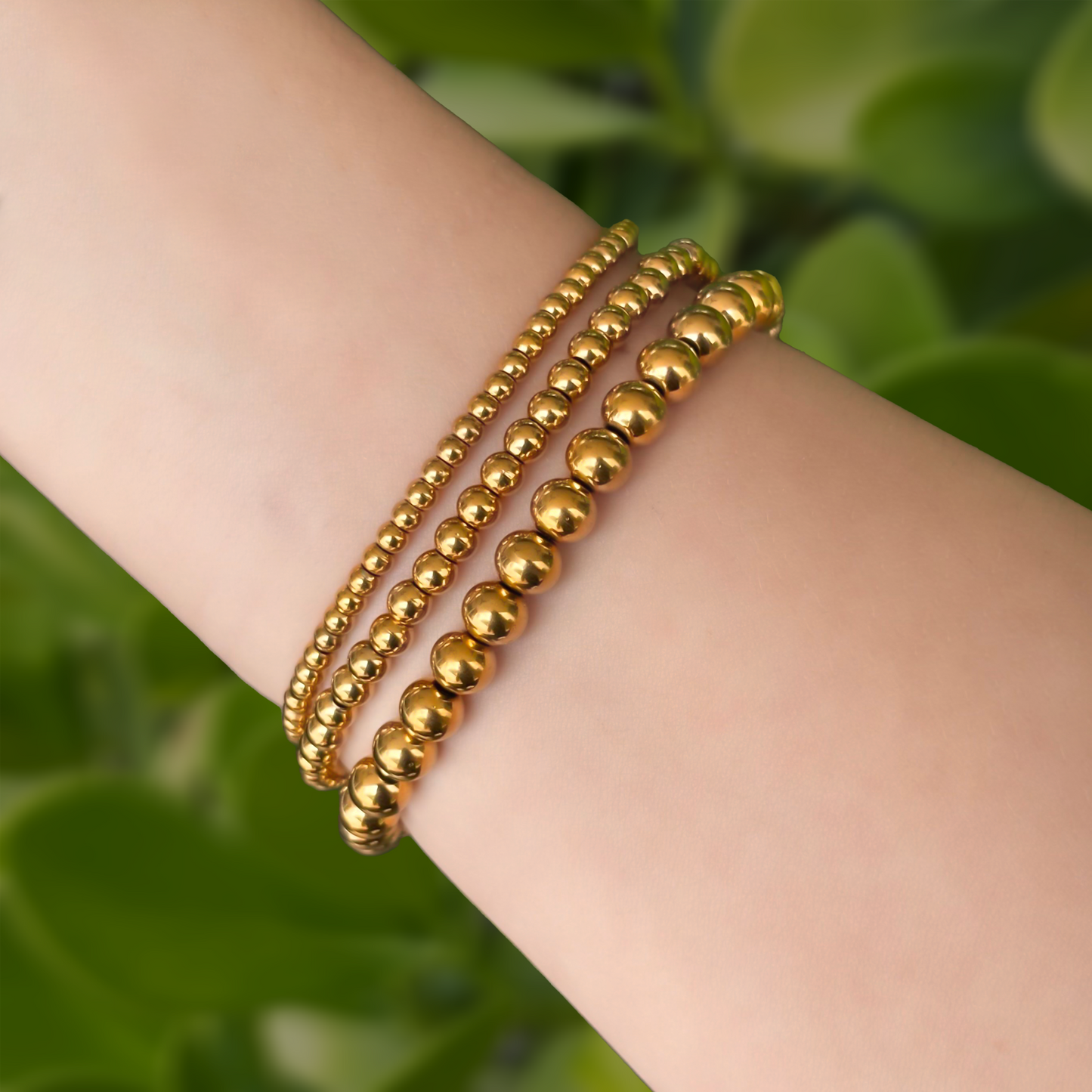 Pulsera Dorada Bolitas 3mm  Acero Inoxidable   1J7
