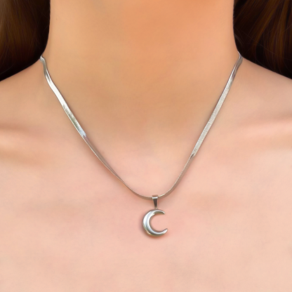 Collar Plateado Luna Acero de Titanio