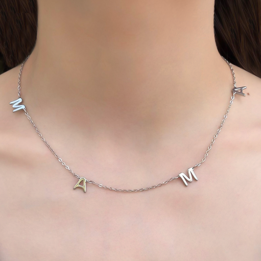 Collar Plateado *MAMA*  Acero Inoxidable  3E8
