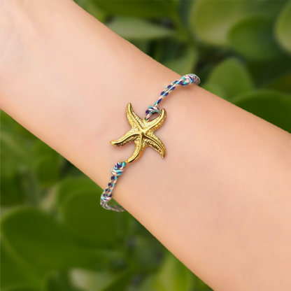 Pulsera de Hilo Azul Estrella de Mar 3j4