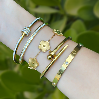 Pulsera Dorada Zirconias Acero Ide Titanio  1U1
