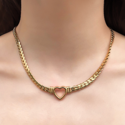 Collar Cadena Corazón Dorado Acero Inoxidable  2BB9