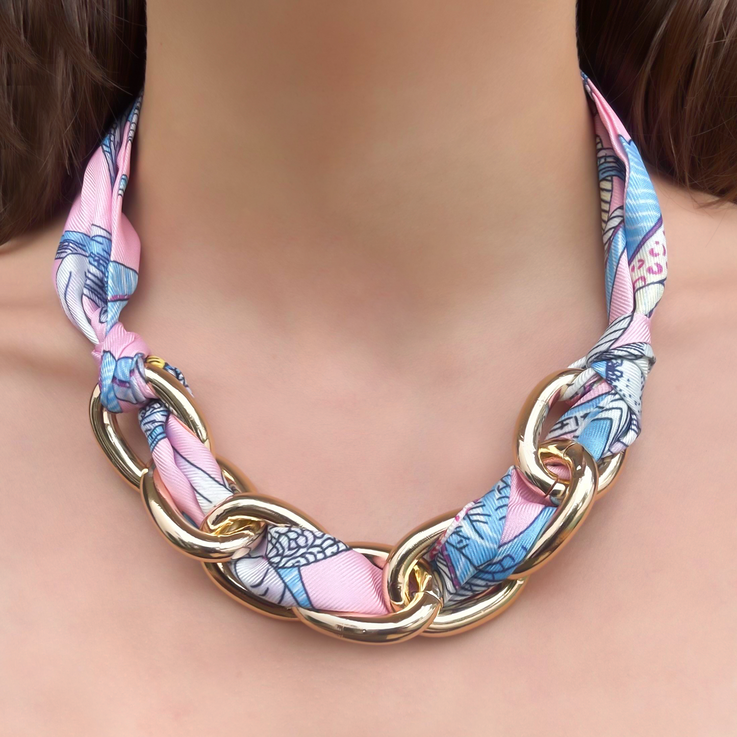 Collar de Cinta Estampada Cadena Acero Inoxidable 1AA2