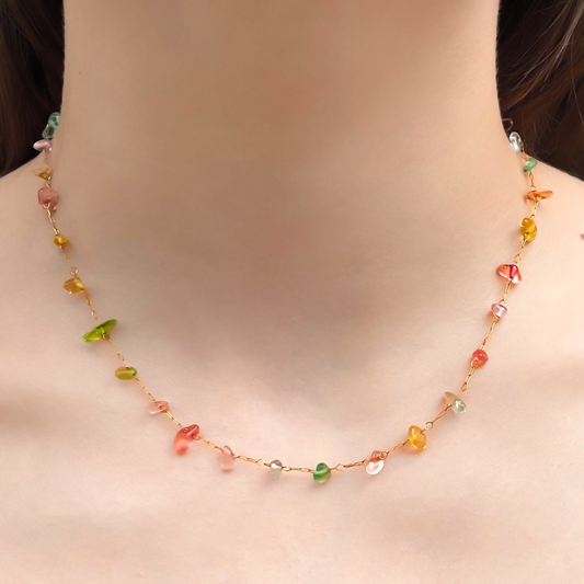 Collar Piedras Colores Acero Inoxidable 2Y1