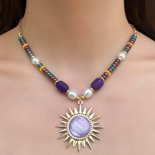 Collar Cuentas de Sol en Lilas
