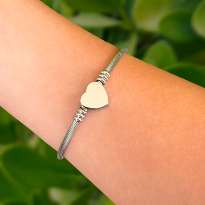 Pulsera Corazón Plateada Acero Inoxidable  1A4