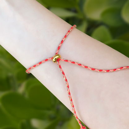 Pulsera Hilo Rojo y Dorado Cruz De Chapa de Oro 2o6