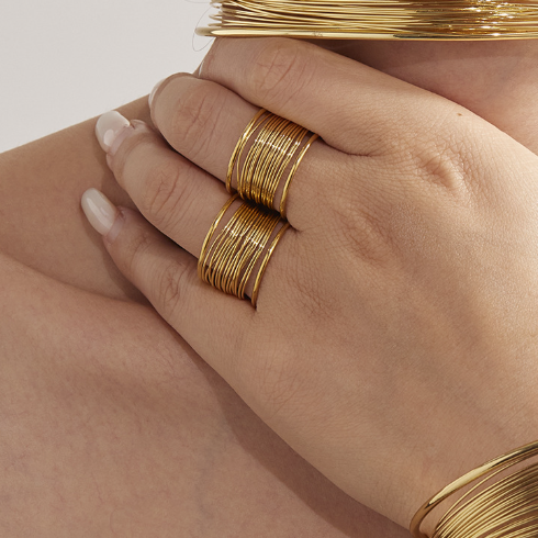 Anillo Dorado Alambre Acero Inoxidable  1Q7