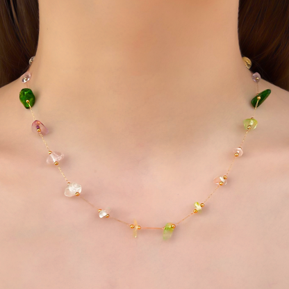 Collar Piedritas Naturales Colores Acero Inoxidable 2H3