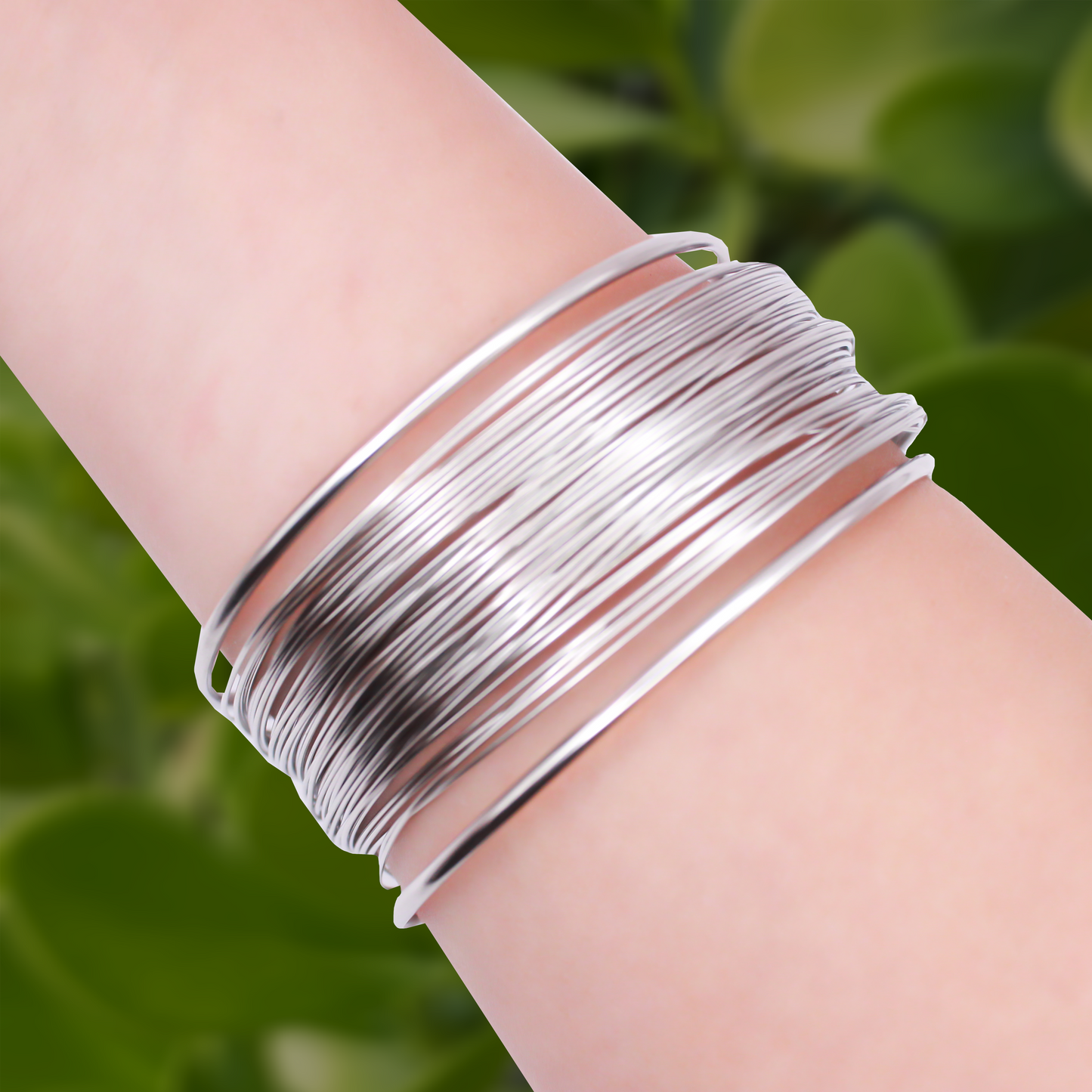 Pulsera Plateada Alambre Acero Inoxidable 1AA4