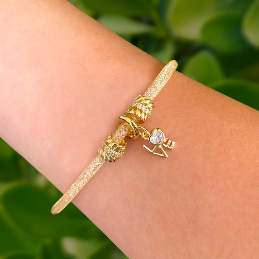 Pulsera Dorada LOVE Chapa de Oro  3C6