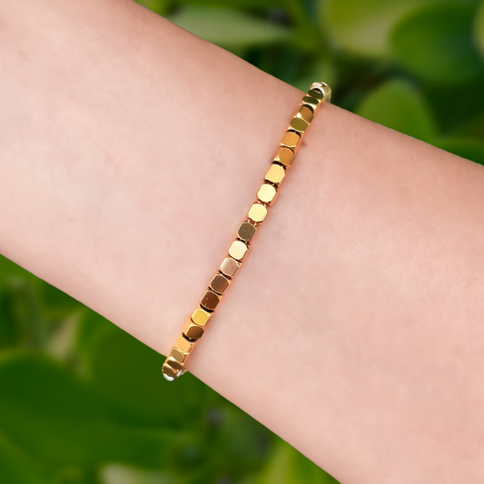 Pulsera Dorada Cubitos Acero Inoxidable 1i2