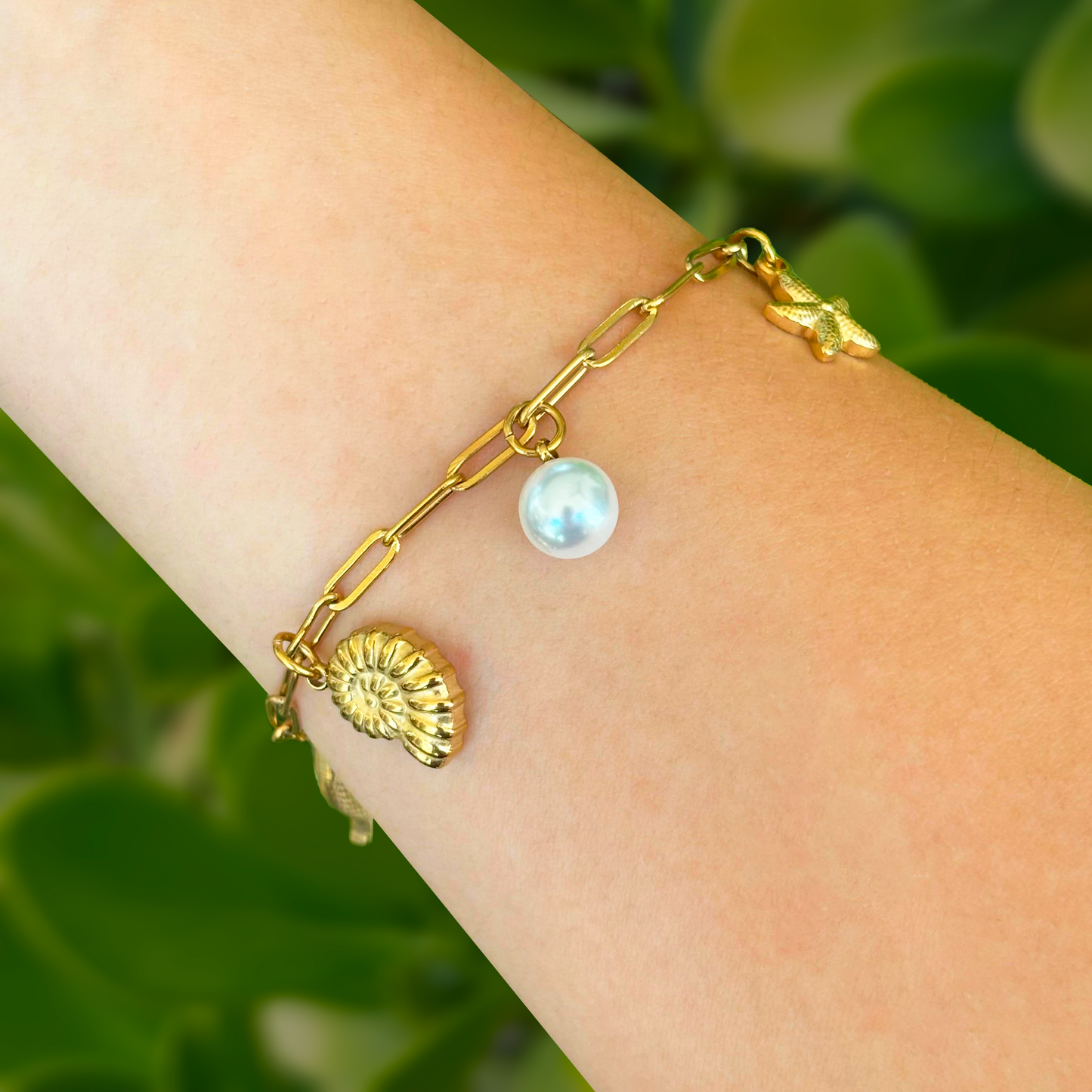 Pulsera Charms Pez Perla  Acero Inoxidable 1F1