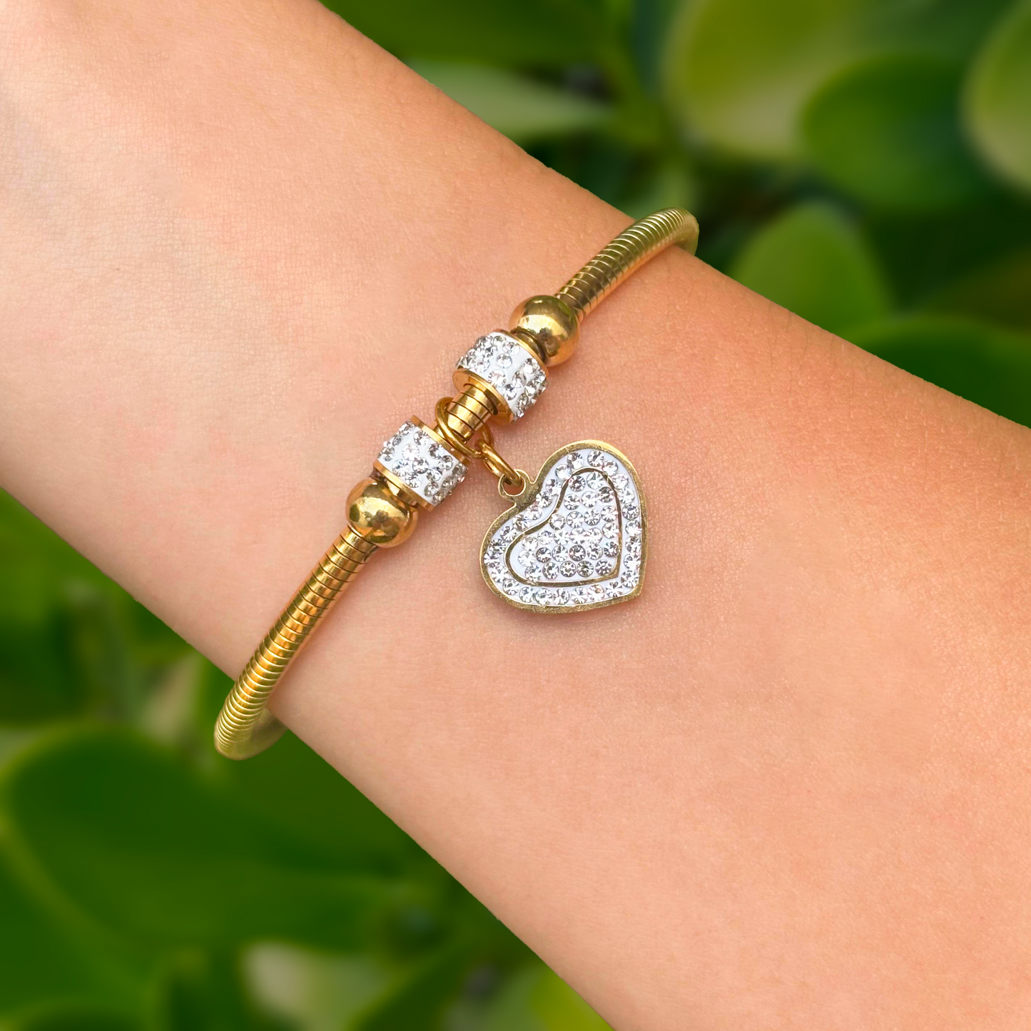 Pulsera Corazón Brillante Acero Inoxidable 1V4